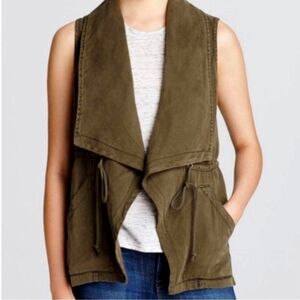SANCTUARY Olive Green Linen Sleeveless Utility Vest Medium